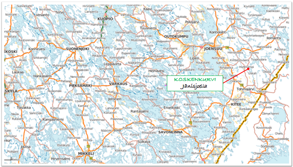 Koskenkurvi - L&auml;hestymiskartta